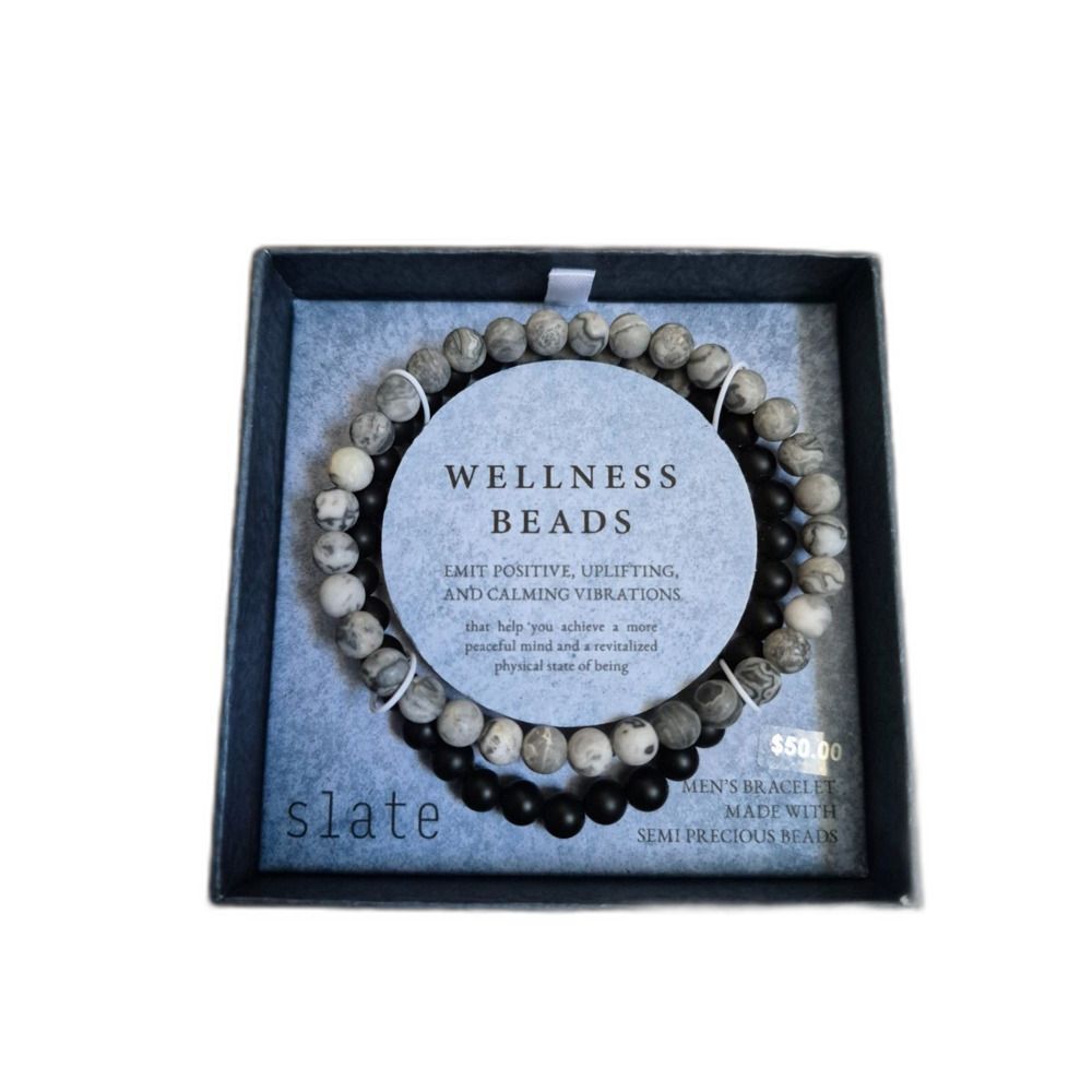 Slate Wellness Silver Tone Bead Bracelet in Mesh Cage - NIB Yoga Zen Jewelry